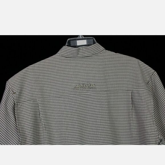 MOJO SPORTSWEAR BUTTON FRONT SS MENS VENTED SHIRT BROWN CHECK SIZE MEDIUM - Picture 6 of 9